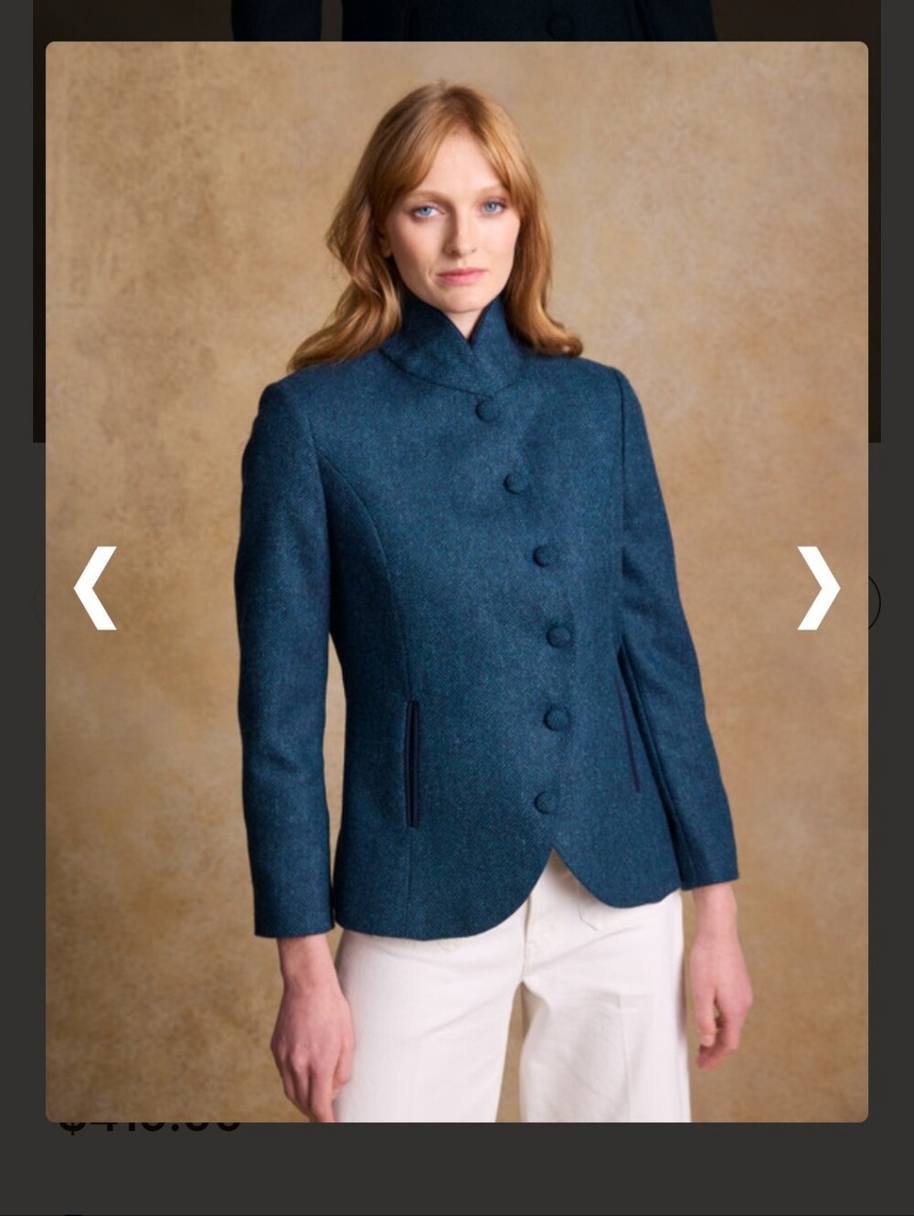 NWOT. Jack Murphy Ireland Nicole Asymmetric Tweed Blazer Aqua Marine